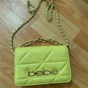 Bebe Yellow Quilted Crossbody Bag